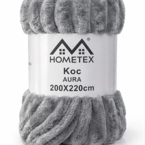 Koc akrylowy szary w pasy 200x220