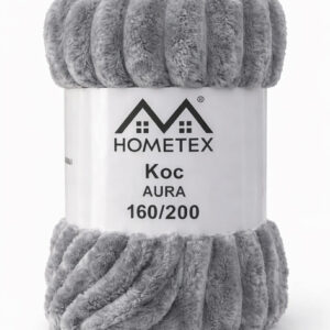 Koc akrylowy szary w pasy 160x200